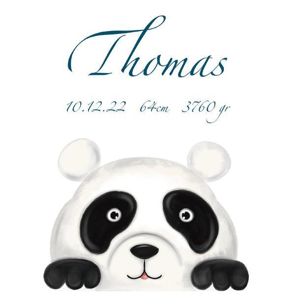 Lille Panda Navneplakat - Navn, Dato & Vægt
