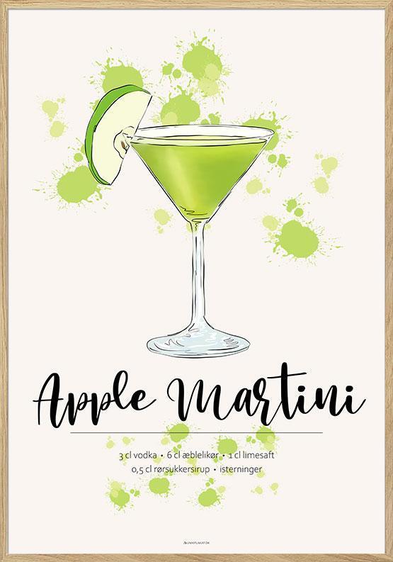 Apple Martini Opskrift Plakat - Cocktailkunst til hjemmet
