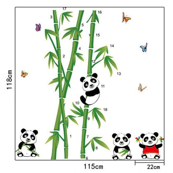 Sødt panda vægklistermærke med bambusmotiver – Skab hygge!