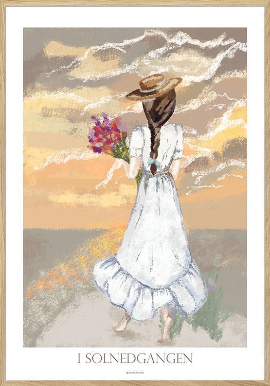 Kunstplakat med Kultegning – Skønhed i Solnedgang