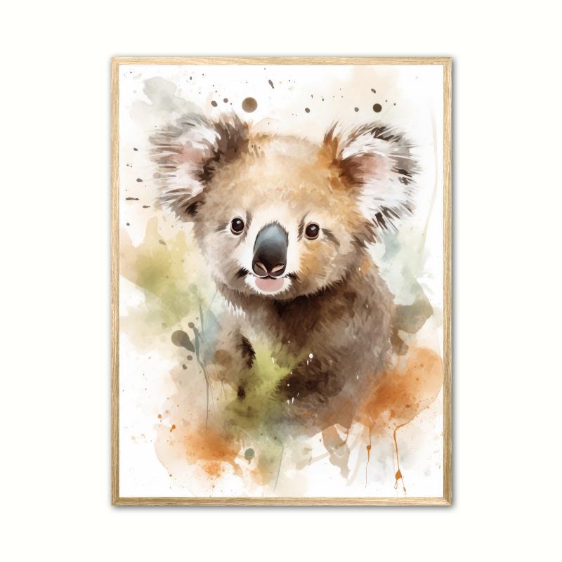 Koala-plakat med vandfarveeffekt 21 x 29,7 cm
