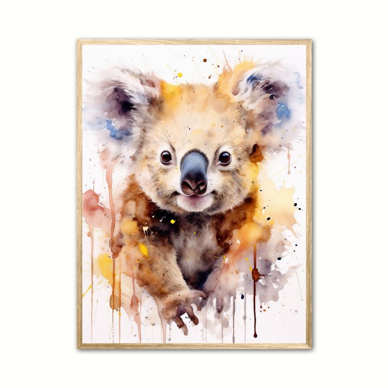 Koala Plakat - Vandfarve Effekt A4 21 x 29,7 cm