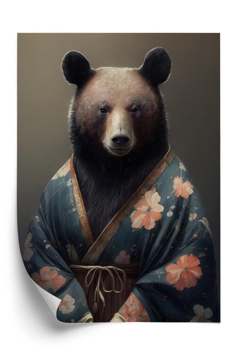 Plakat - Bjørn i kimono-design