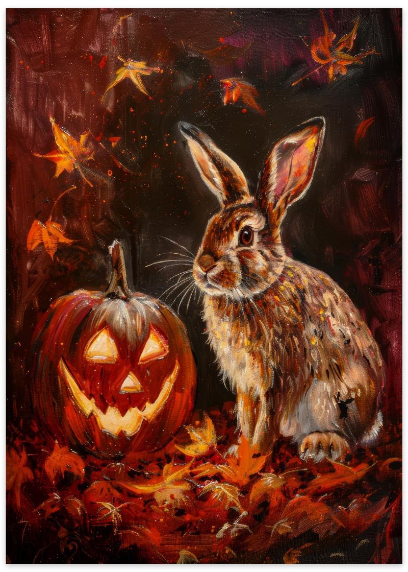 Sød kaninplakat til Halloween-sæsonen