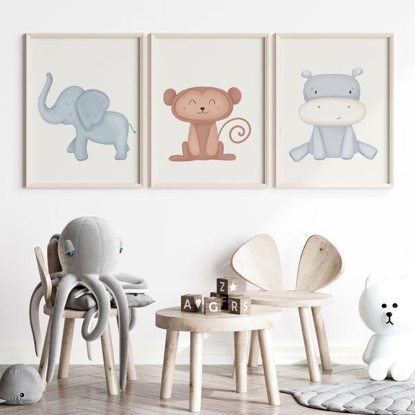 Lille Plakatpakke - Elefant, Abe & Flodhest