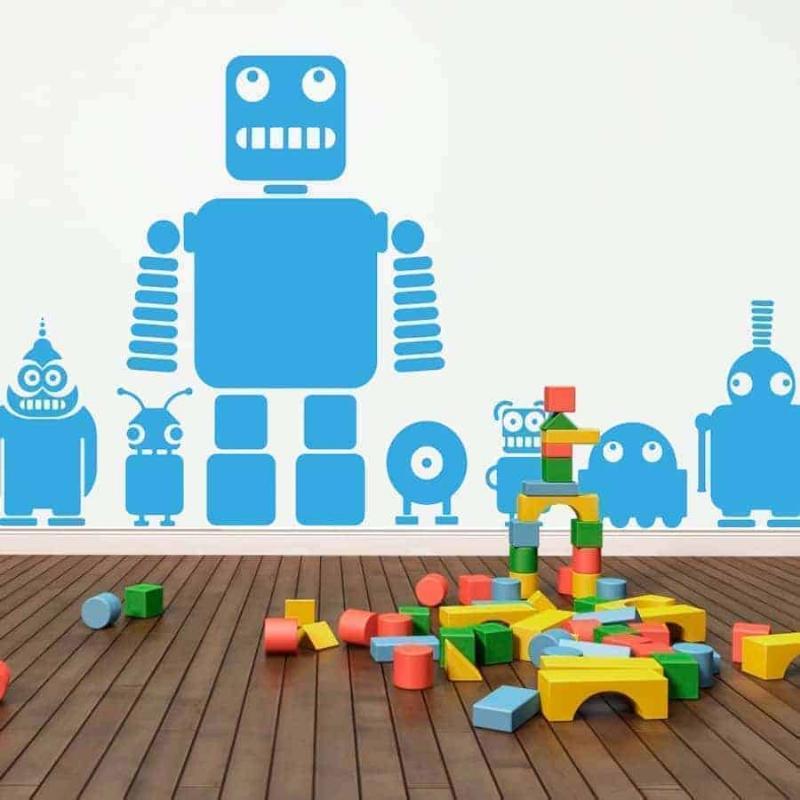 Fantastiske Robot Vægklistermærker til Børneværelset!
