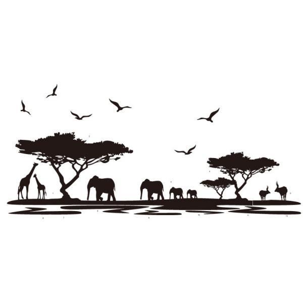 Stor wallsticker med savannedyr, 160x75 cm.