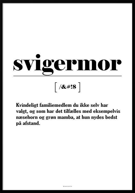 Svigermor Definitionsplakat til dit hjem - Unik vægkunst