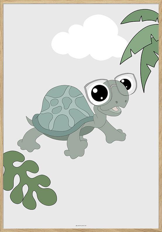 Sød plakat til børn med skildpadde i briller