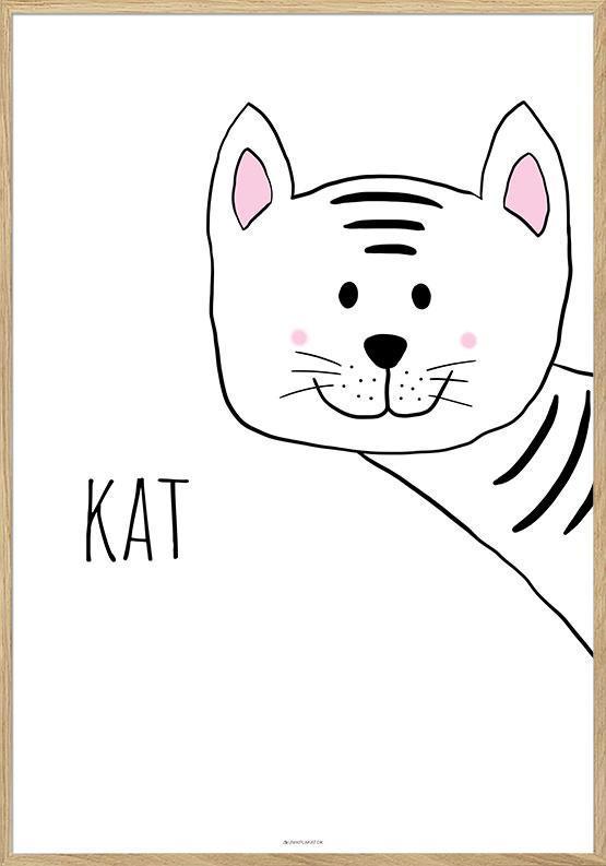 Sød katteplakat til børneværelset – Must-have kunst!