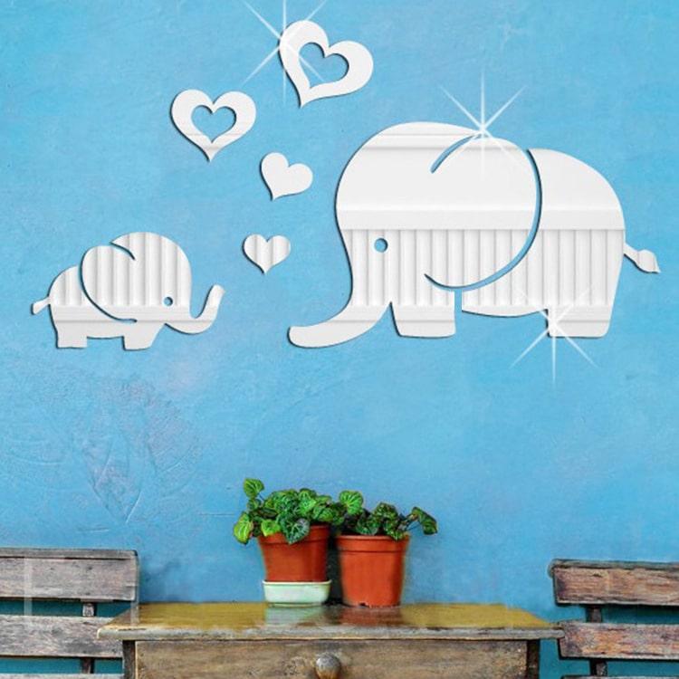 Søde elefant spejlklistermærker med hjerter
