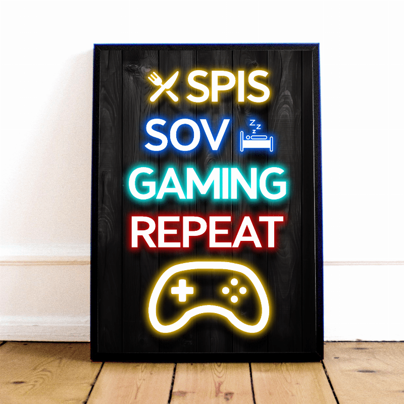 "Spis, Sov, Spil, Gentag Plakat"