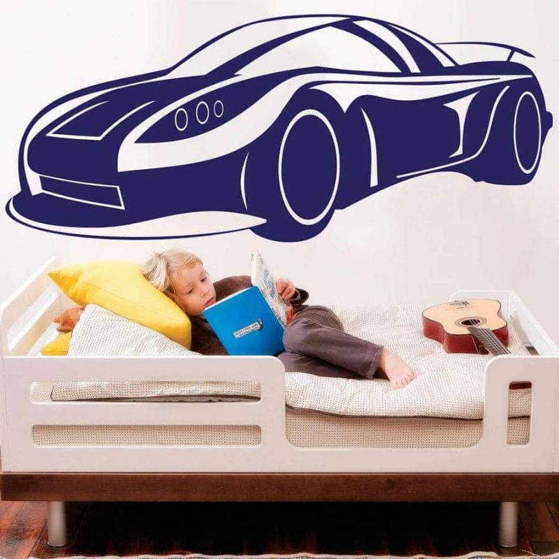 Sportsbil Væggklistermærke – Den Perfekte Dekoration til Drengeværelset!