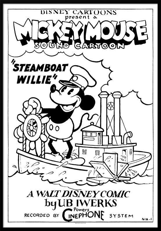 Mickey Mouse plakat – Steamboat Willie 1928 til salg!