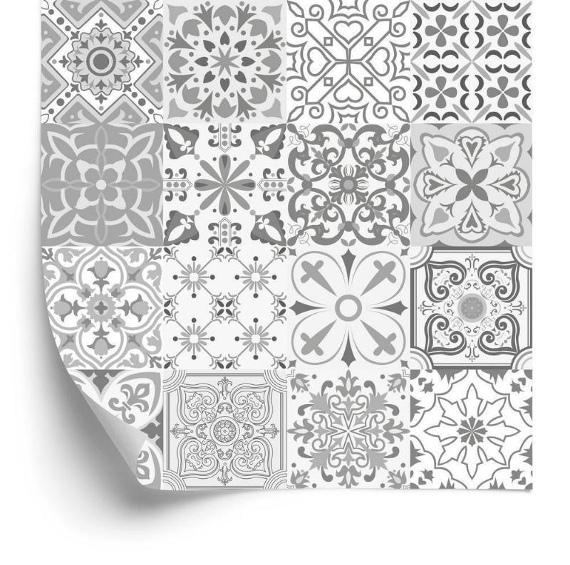Tapet - Elegant mosaik i grå farver
