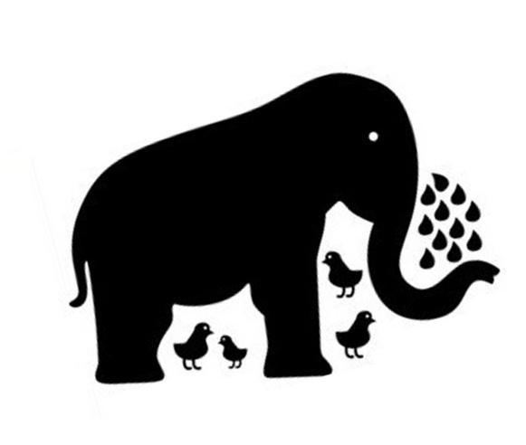 Stor elefant kridt tavle - 90x60 cm vægklistermærke