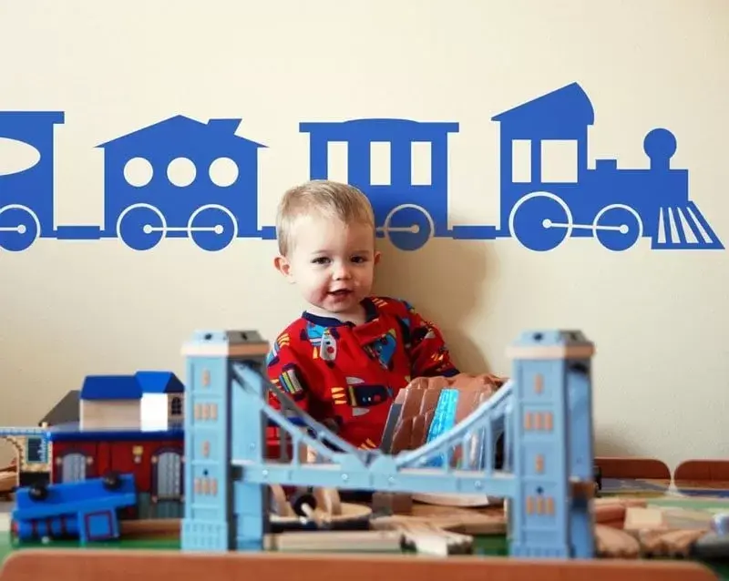 Tog med fire vogne - vægklistermærke til børneværelset