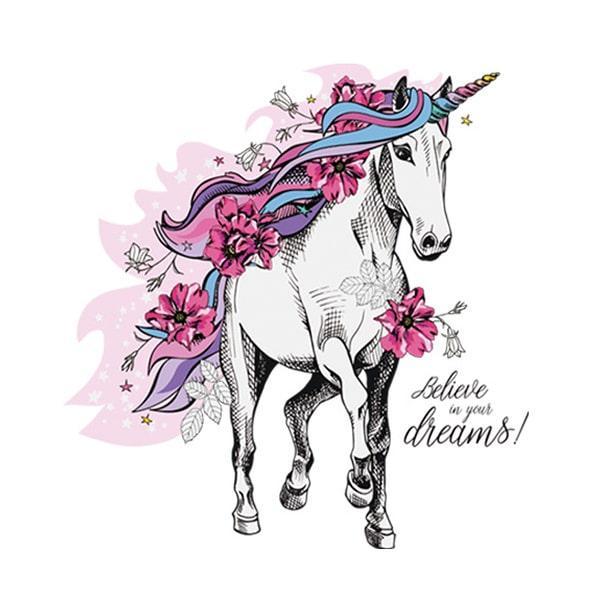 Smuk Enhjørning Væggklistermærke – Tro På Dine Drømme!