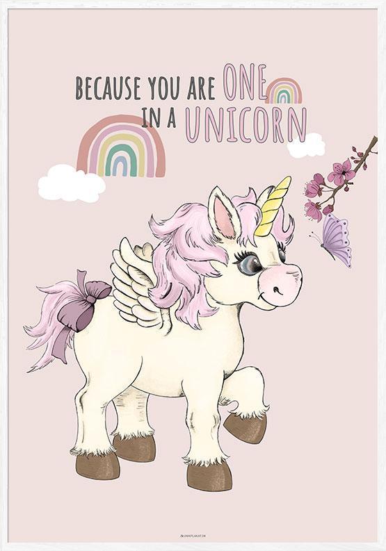 Håndtegnet plakat af en enhjørning
