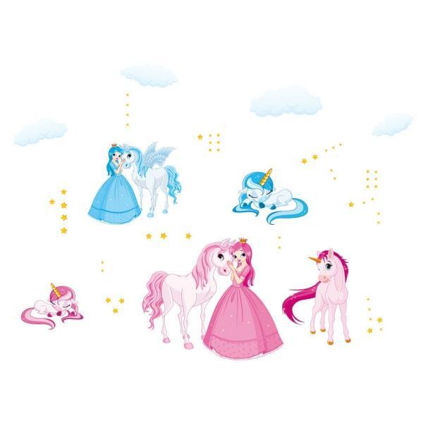Magisk vægklistermærke med enhjørninger og prinsesser
