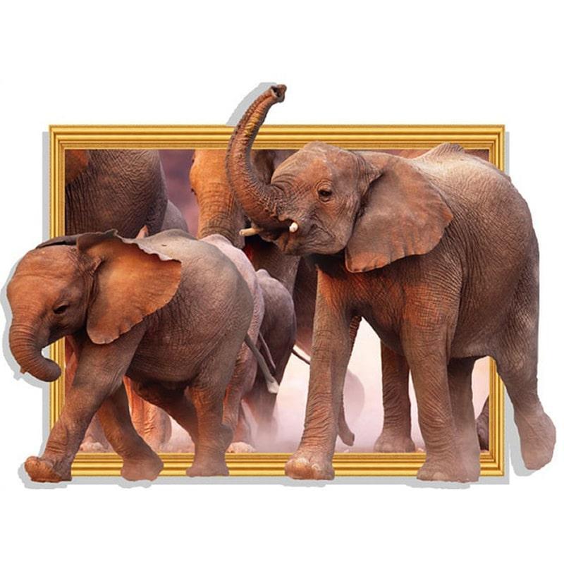 Flot 3D elefant wallsticker - 64,5x88 cm