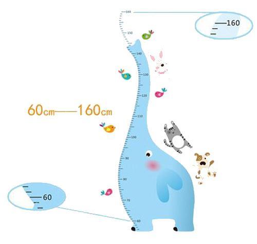 Målebånd vægklistermærke - Elefant 60-160 cm