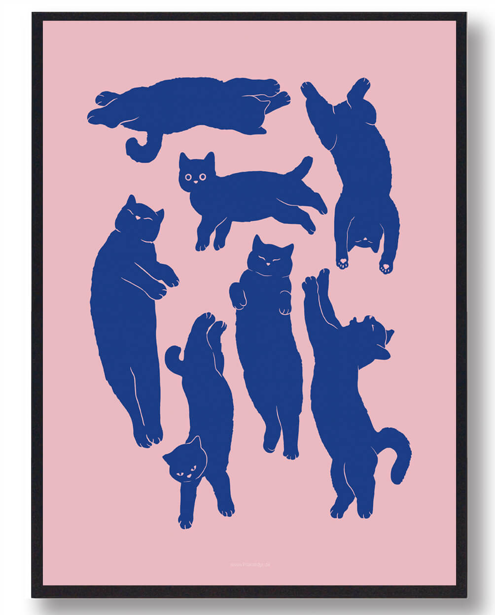 Katte kaos - lyserød katteplakat