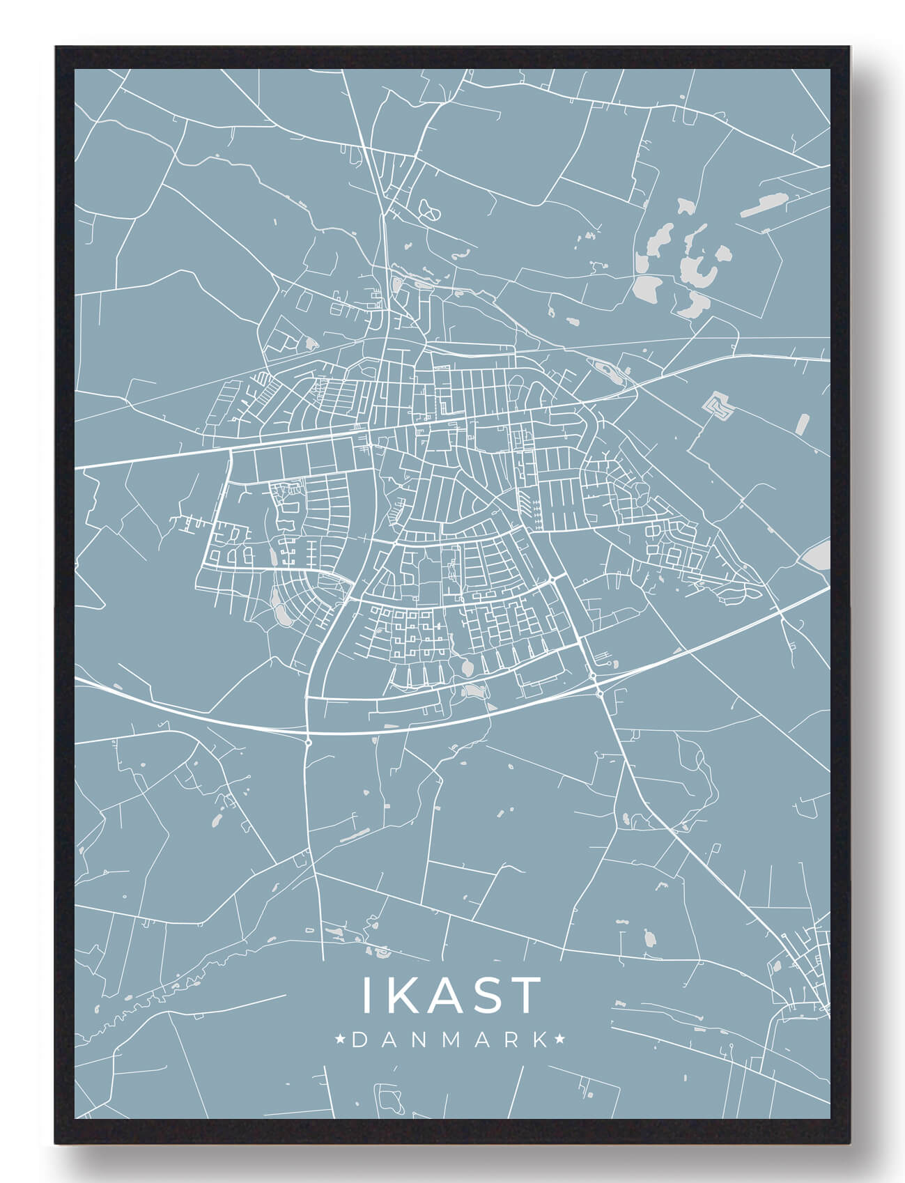 Ikast Plakat - Moderne Lyseblå Design til Dit Hjem