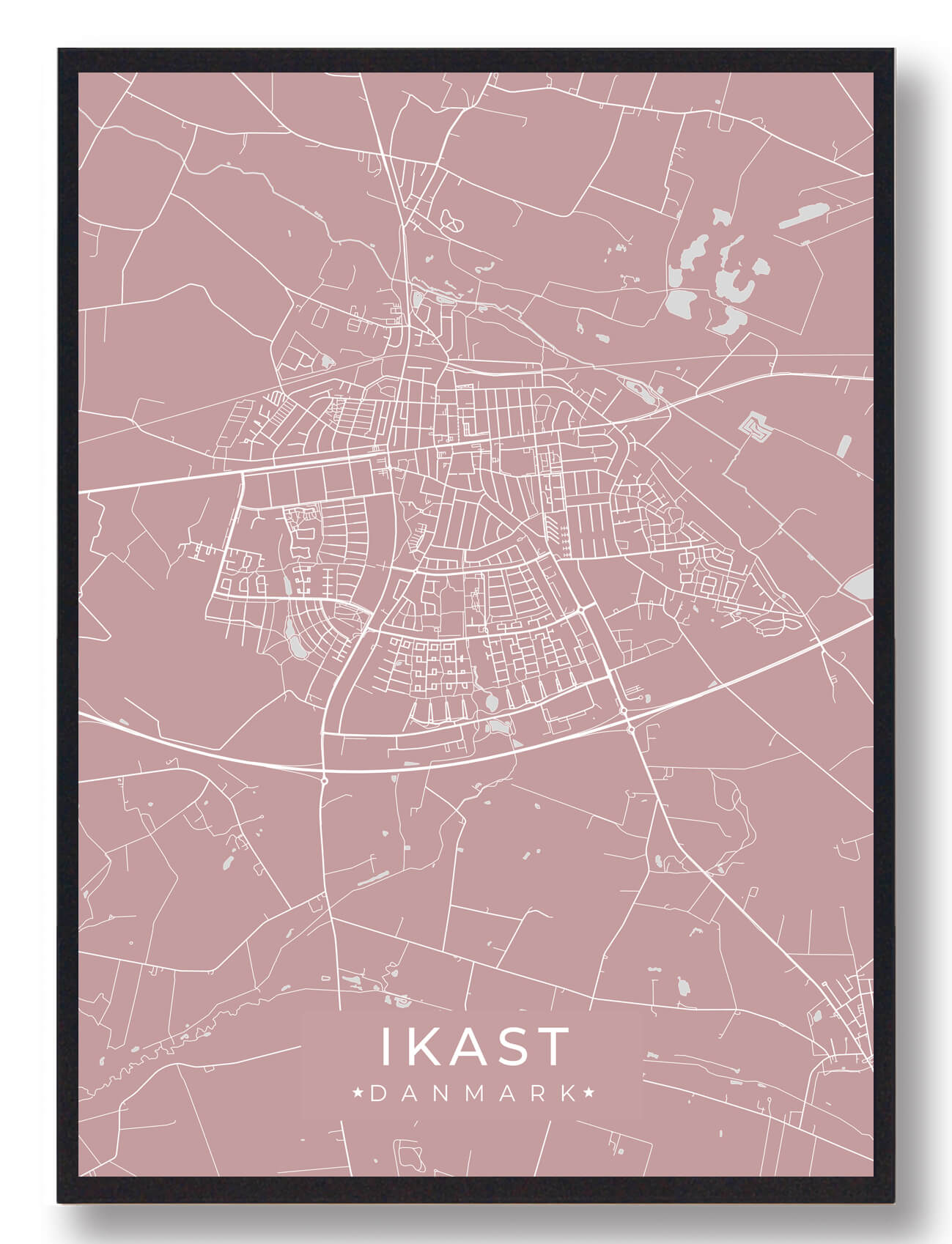 Ikast Plakat - Rosa Byplakat til Dit Hjem