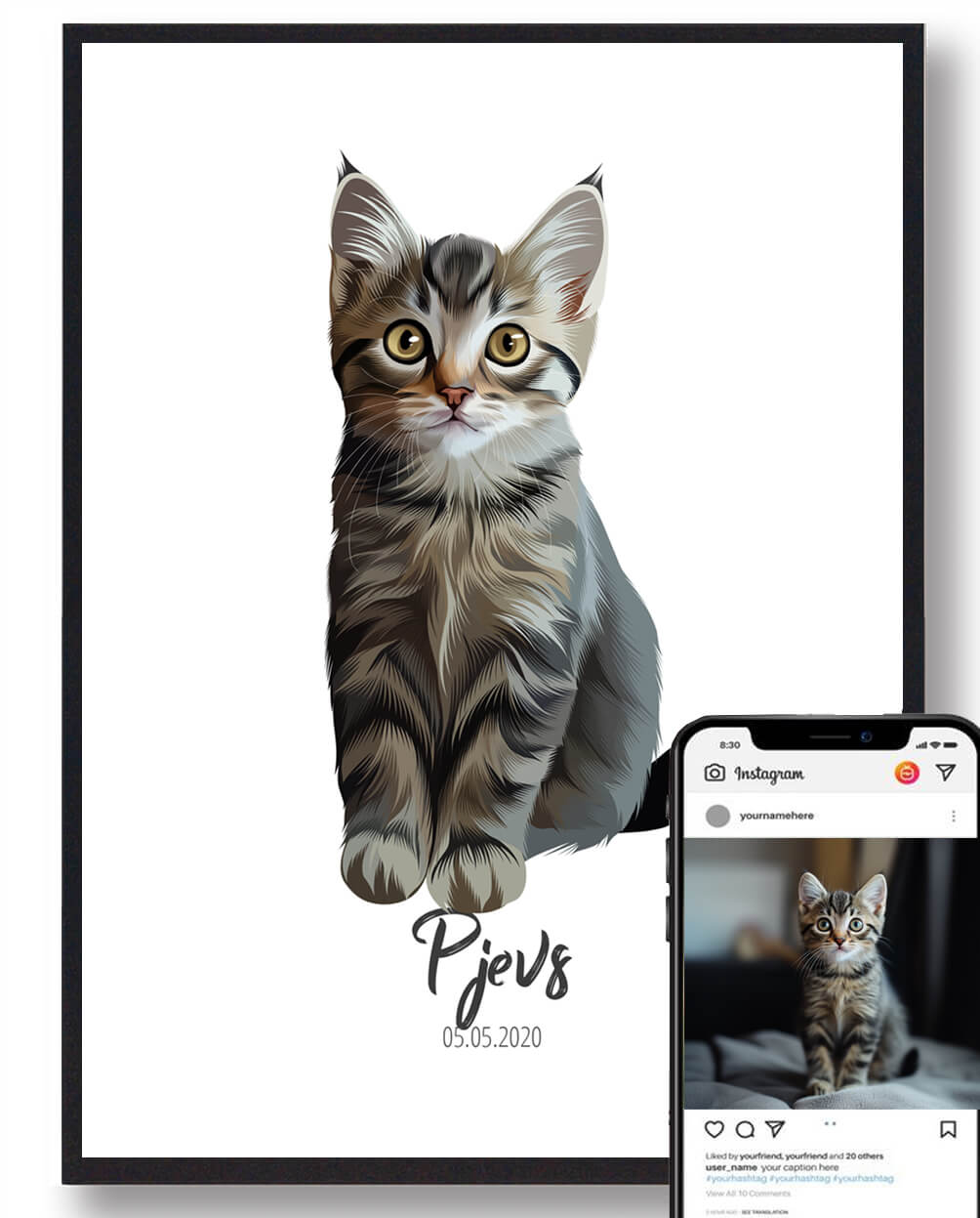 Katteportræt med Hel Krop – Elegant Plakattilbud