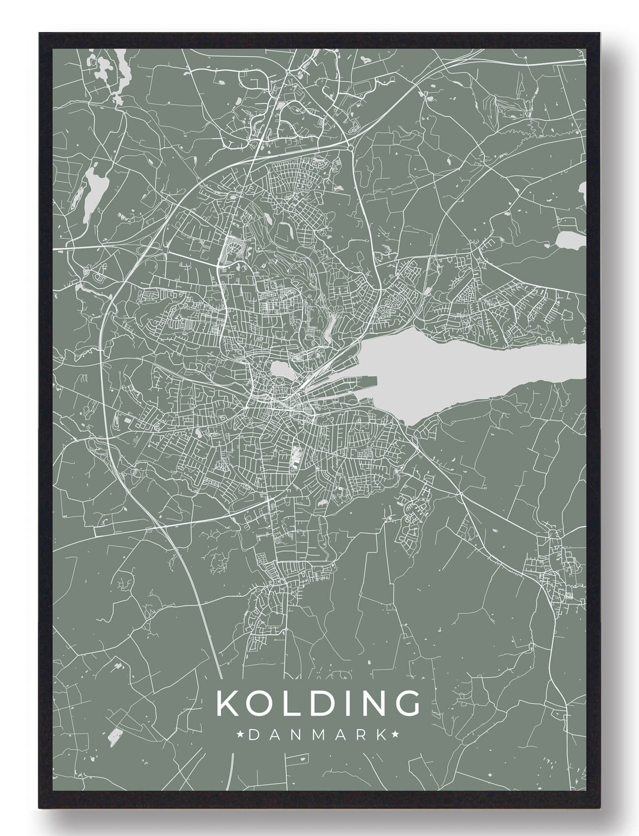 Kolding Plakat i Grøn - Perfekt til Boligindretning