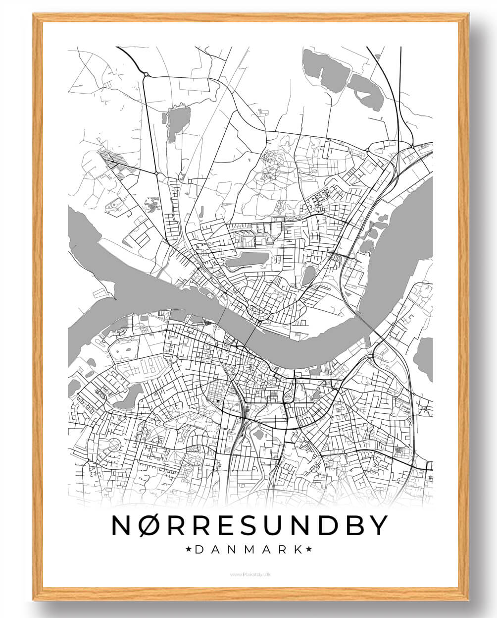 Nørresundby plakat – hvid design til dit hjem