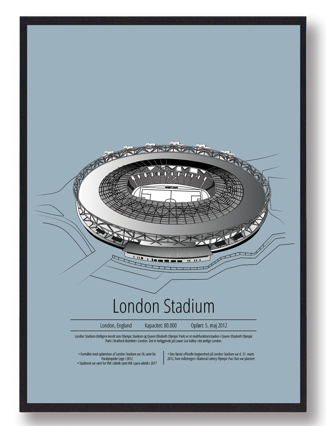 West Ham Fodboldplakat – London Stadium i Lyseblå