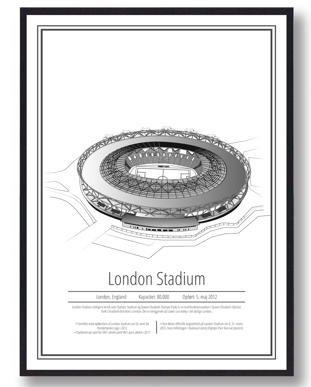 London Stadium - West Ham Stadion Plakat til Indretning