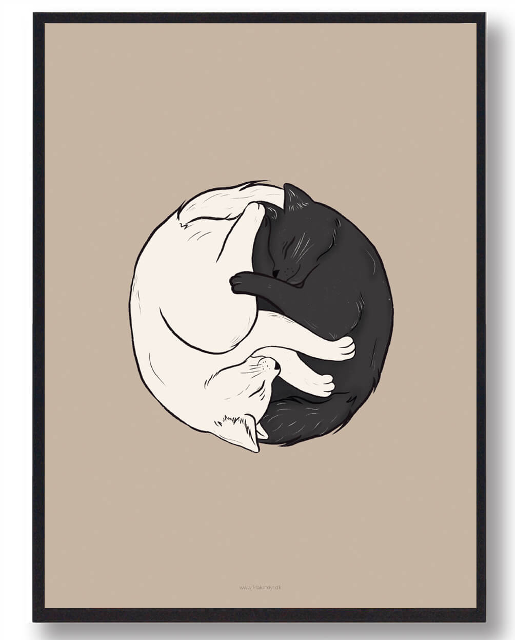 Yin og Yang - Harmonisk Katteplakat til Væggen