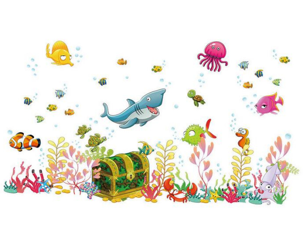 Sød vægdekoration med skattekiste til børneværelset