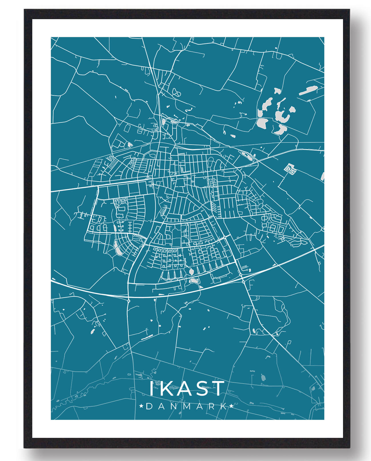Ikast By Plakat – Blå Design til Dit Hjem