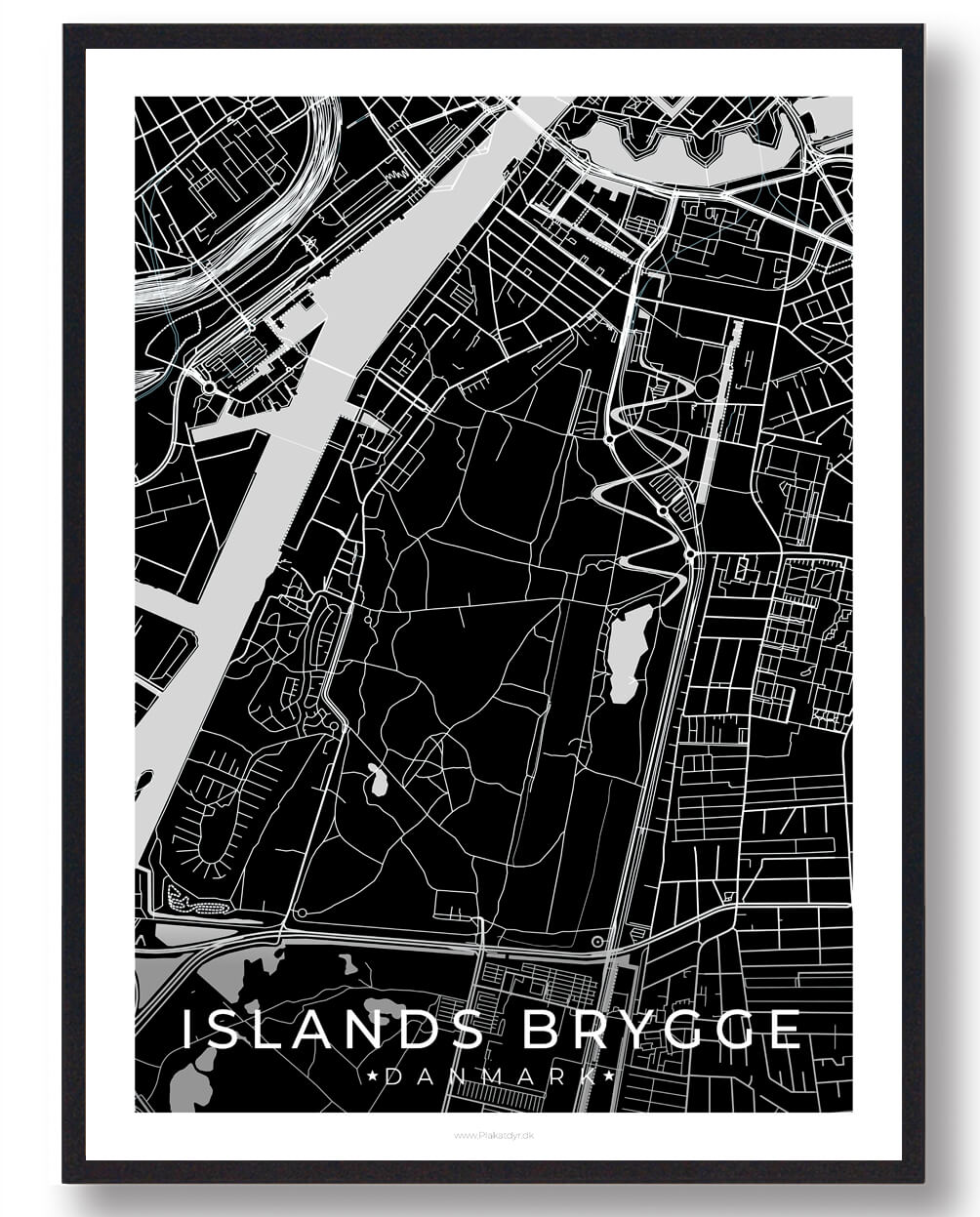 Islands Brygge Plakat – Sort Vægkunst til Dit Hjem