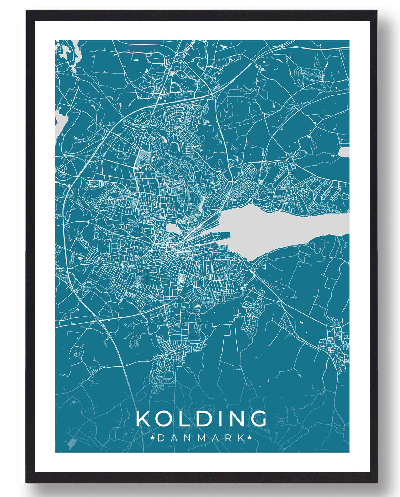 Kolding by plakat – blå til unik boligindretning