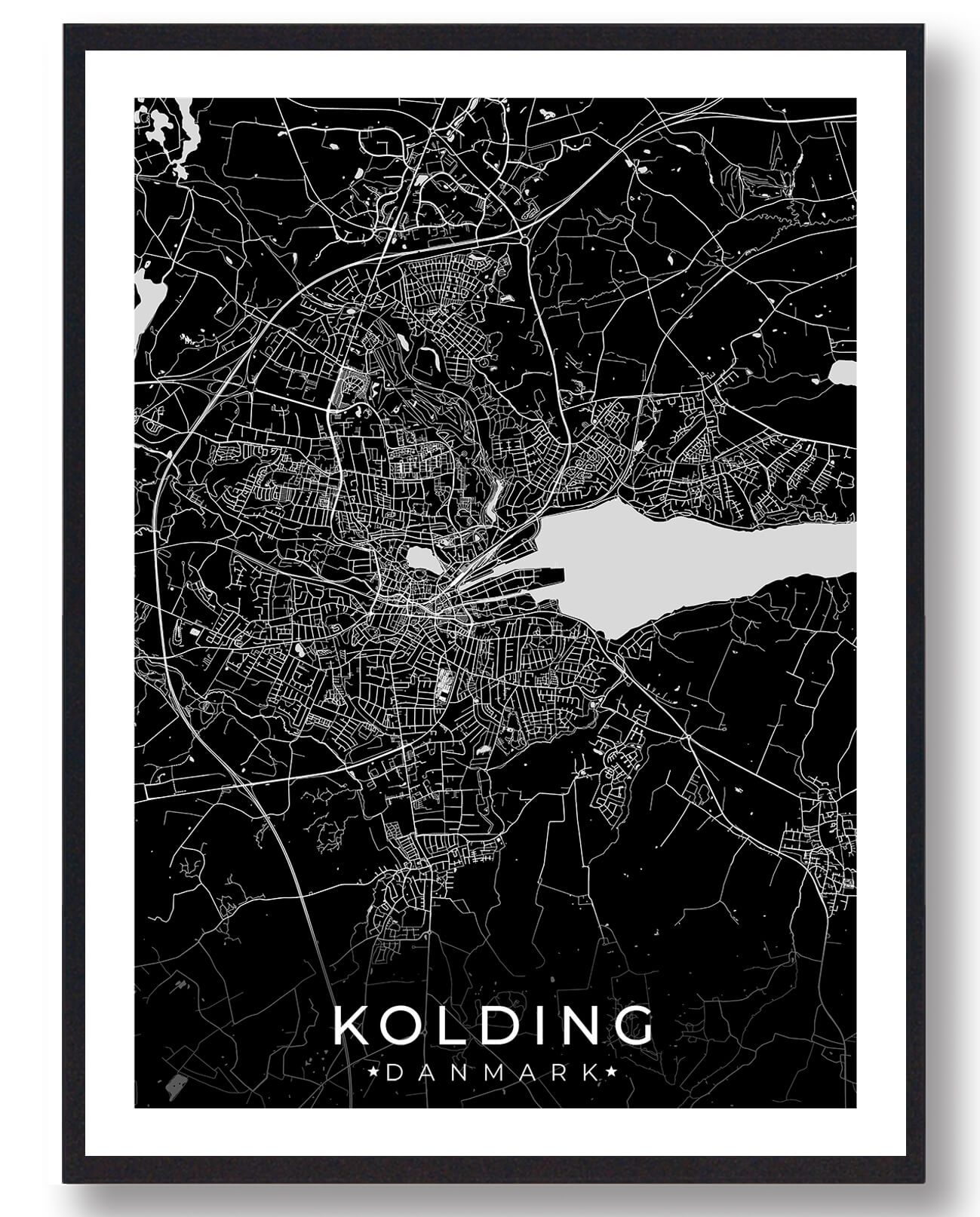 Kolding By Plakat - Sort til din boligindretning