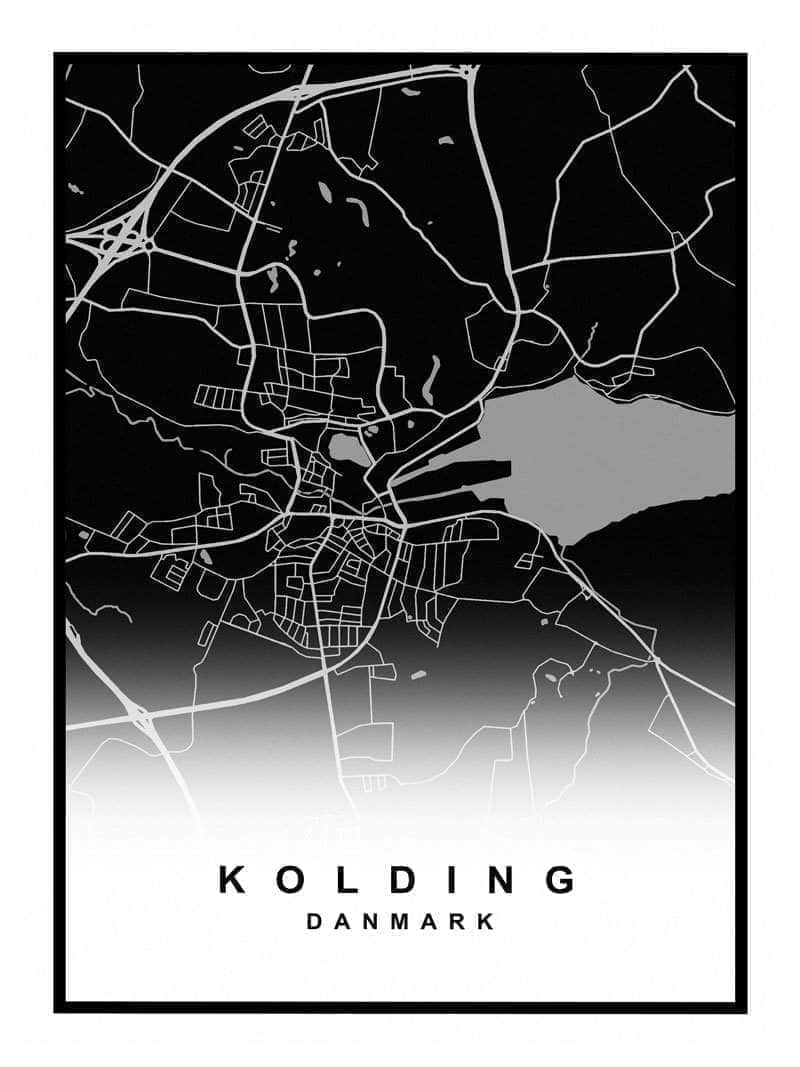 Kolding bykort plakat - perfekt til Kolding-fans!