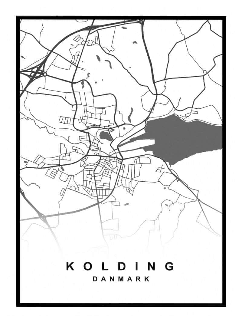 Kolding Plakat - Detaljeret Kort over Kolding By