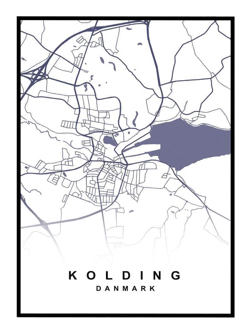Kolding Plakat - Detaljeret Kort over Kolding By
