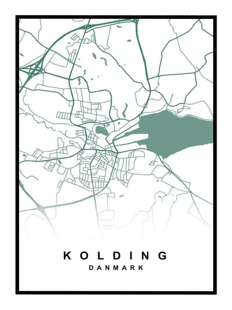 Kolding Plakat - Detaljeret Kort over Kolding By