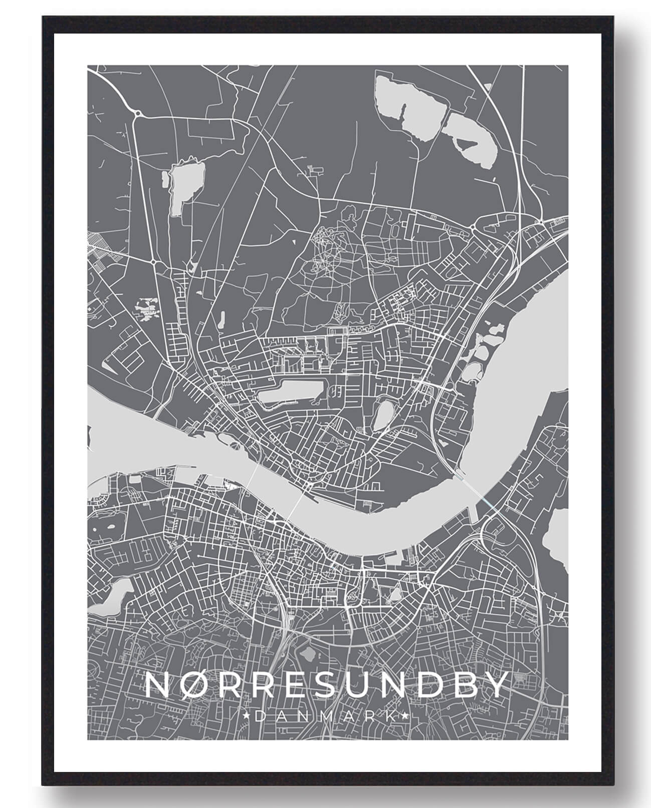 Nørresundby Plakat - Grå Design til Dit Hjem