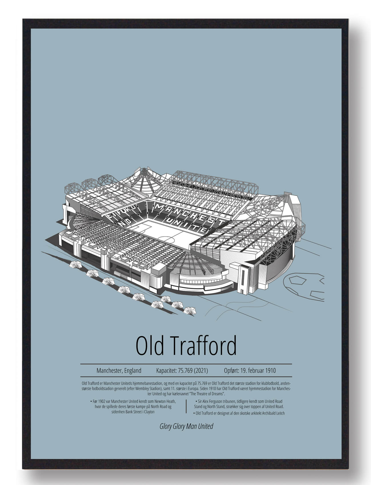 Old Trafford Plakat – Manchester United i Lyseblå Design