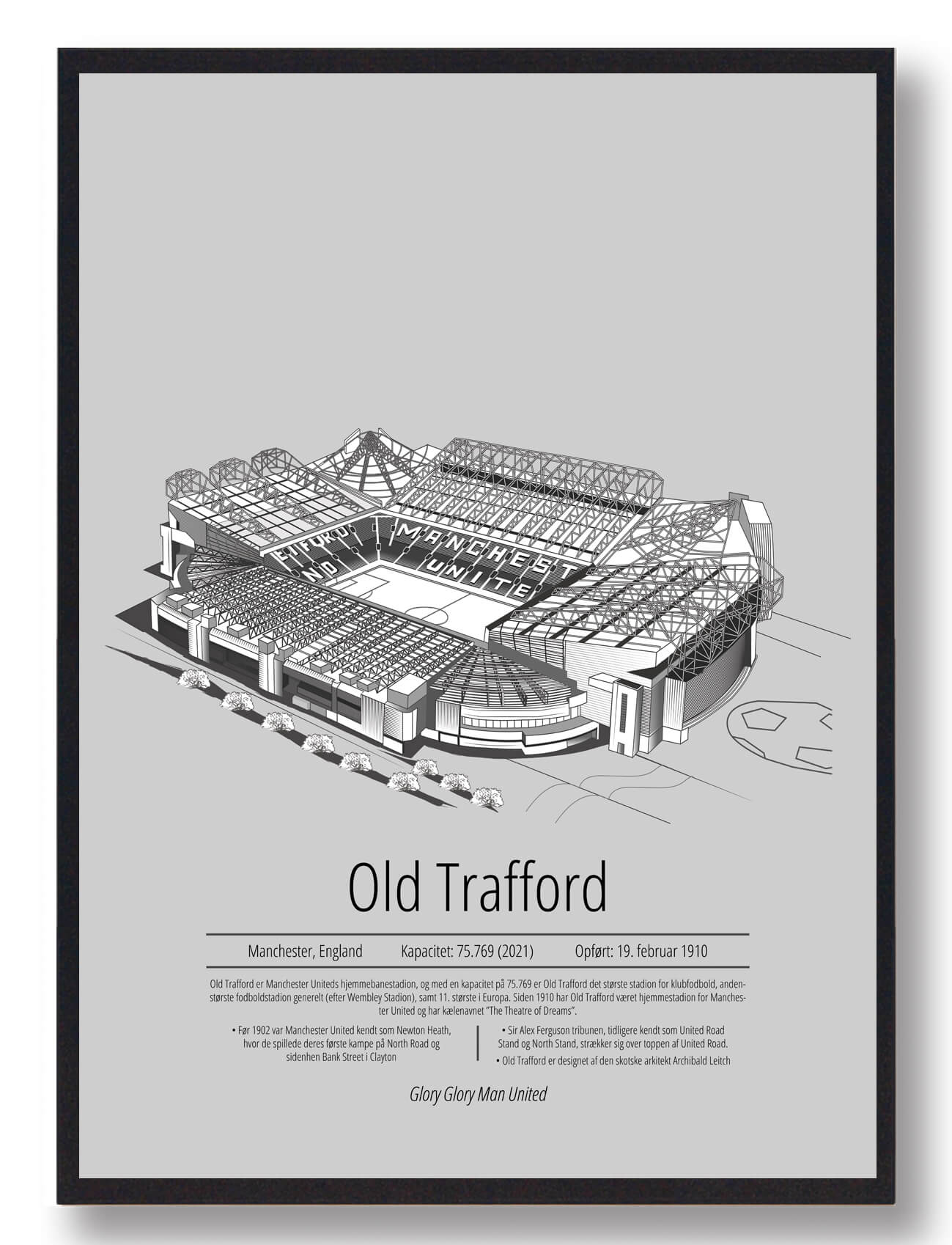 Old Trafford Plakat – Grå Design til Manchester United Fan