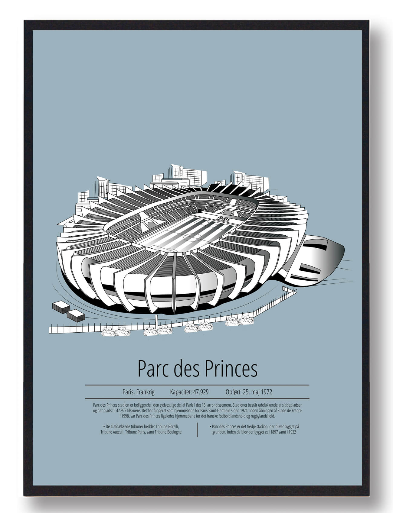 PSG - Paris Saint-Germain Fodboldplakat i Lyseblå