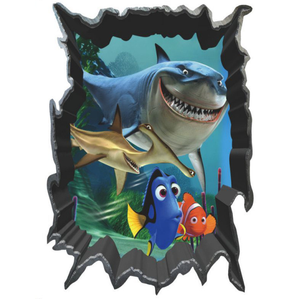 Find Nemo vægklistermærke - sjovt hul i væggen 70x50cm